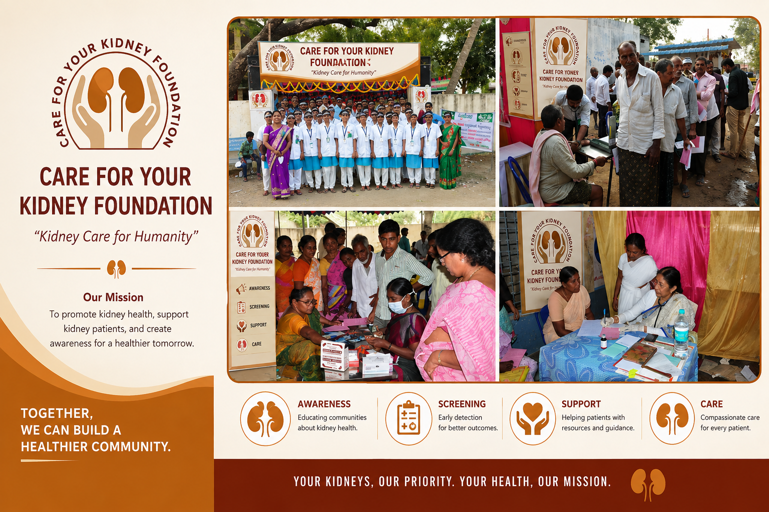 Blood sample collection at a CFYKF screening camp