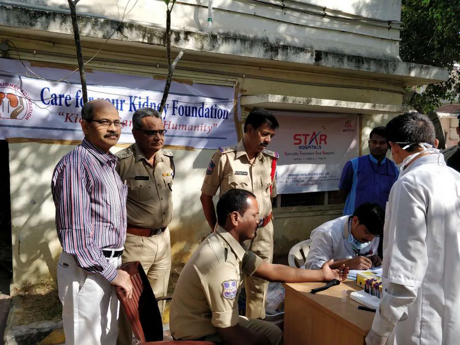 Dr. Rajasekara Chakravarthi at a CFYKF police station screening camp