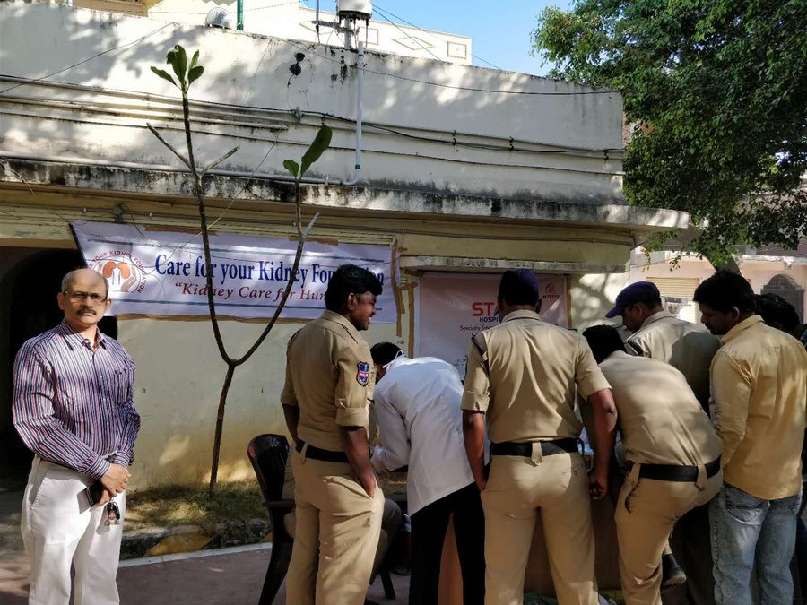 Dr. Rajasekara Chakravarthi at a CFYKF police station screening camp