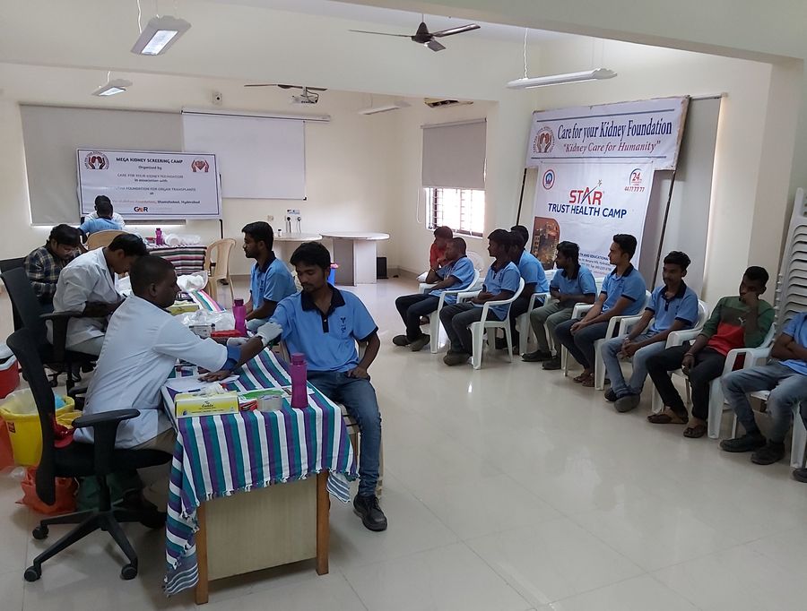 Participants queued at a CFYKF mega kidney screening camp